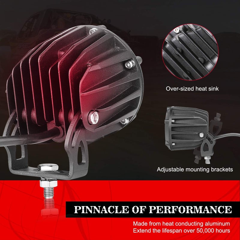 Auto Power Plus LED Pods, 2PCS 3" 50W Round Off Road Driving Lights Spot Flood Combo Round LED Pod Light Waterproof Backup Work Light for Off Road Truck Motorcycle ATV Boat Tractor - Image 5